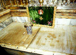 A marble slab on the Tomb of Jesus 